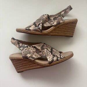 Clarks Snakeskin Pattern Wedge Sandals